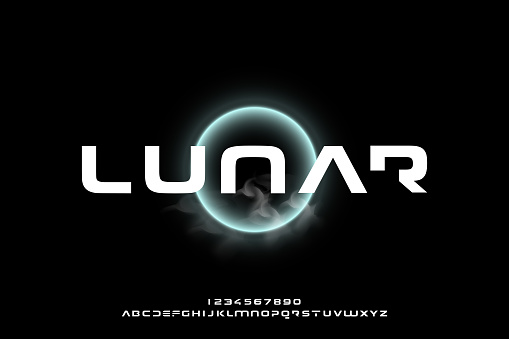 an Abstract technology futuristic alphabet font. digital space typography vector illustration design