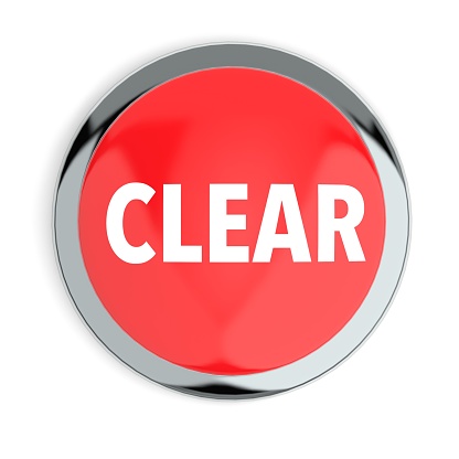 Red Clear Button Isolated on White Background 3D Render