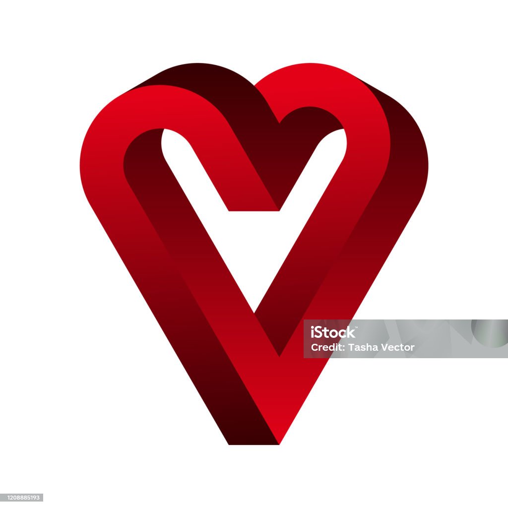 Hình Trái Tim Đỏ Không Thể Ảo Ảnh Quang Học 3d Tình Yêu Bất Tận ...