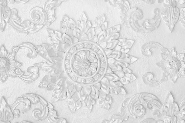 istock White stucco floral for decoration background 1208885351