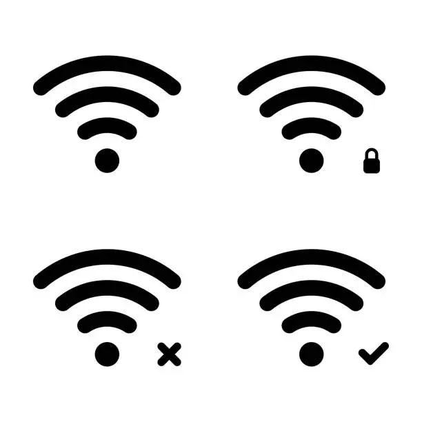 Vector illustration of Wireless internet network free connection zone icon