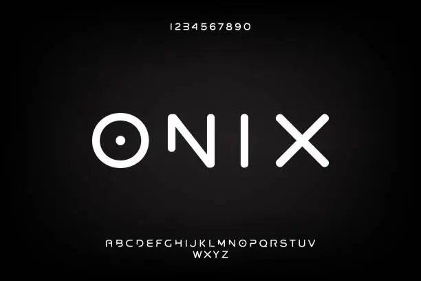 Vector illustration of Onix, a modern minimalist futuristic alphabet font design