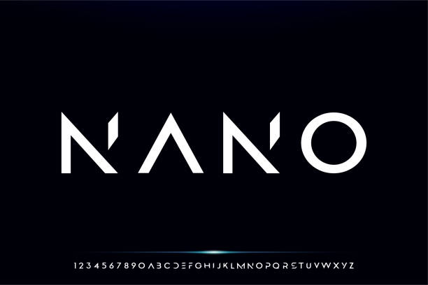 나노, 현대 미니멀 한 미래 알파벳 글꼴 디자인 - 테크노 음악 stock illustrations