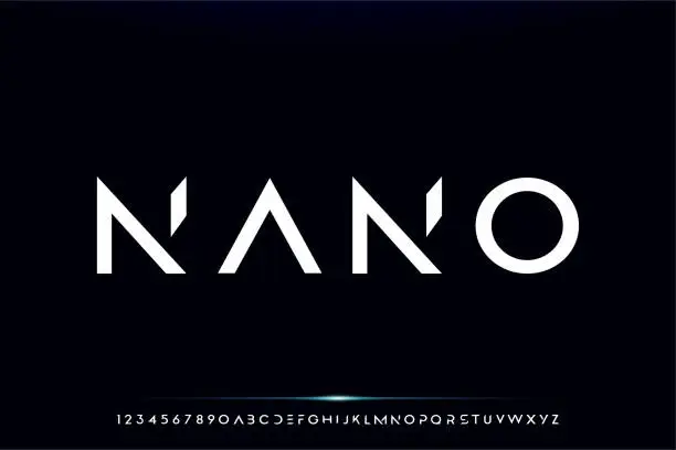 Vector illustration of Nano, a modern minimalist futuristic alphabet font design