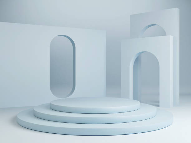 istock Mock up podium for product presentation, blue background 1208887426
