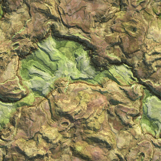 istock Mountains seamless texture Aerial view from air plane. 3d illustration background 1208891115