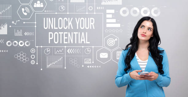 istock Unlock your potential with woman holding a smartphone 1208892489