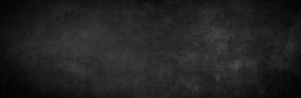istock Blank wide screen Real chalkboard background texture in college concept for back to school panoramic wallpaper for black friday white chalk text draw graphic. Empty surreal room wall blackboard pale. 1208909123