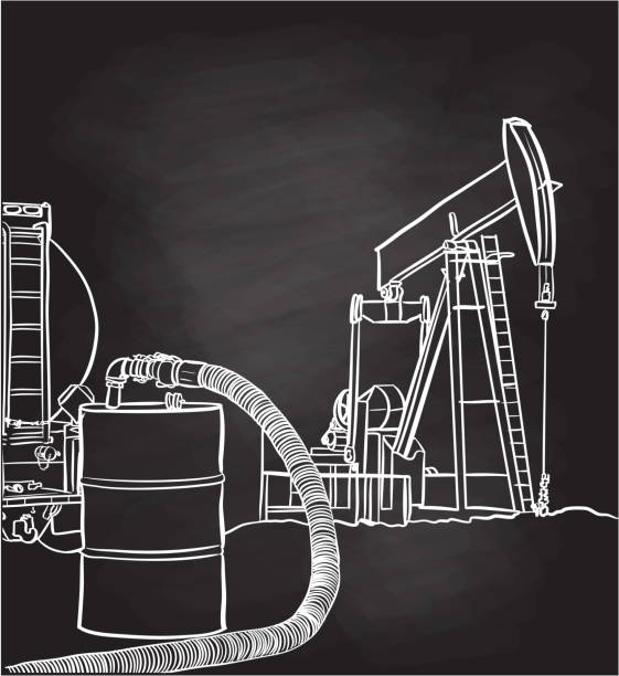 Oil Barrel An oil rig in action oilsands stock illustrations