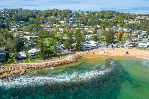 Avoca Beach, NSW, Australia Avoca Beach is a coastal community in the Central Coast region of New South Wales, Australia, north of Sydney. It is primarily a residential suburb and popular tourist destination. avoca beach photos stock pictures, royalty-free photos & images