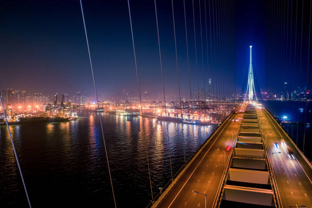 istock Stonecutters Bridge in Port, Hong Kong 1208928444