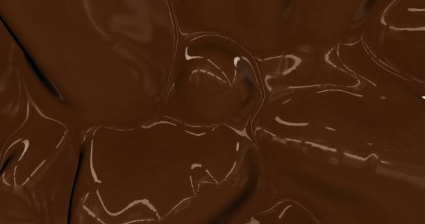 istock Liquid hot chocolate background. Melted dark chocolate texture 3D rendering. Glamour silk backdrop . 3D illustration 1208939854