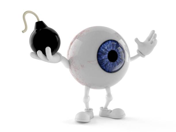 istock Eye ball character holding bomb 1208948635