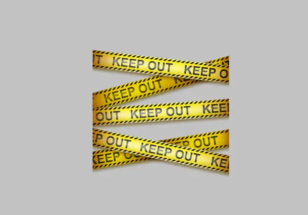 Vector illustration of Caution tape, crossing warning ribbons