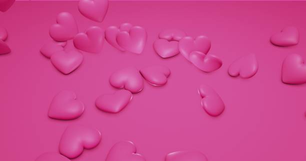 istock Pink cute falling polygonal hearts. Valentines Day. event background. 3D rendering 3D illustration 1208948776