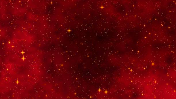 istock Red pattern with golden confetti, stars and red hearts. For St. Valentines Day, Wedding invitation e-card. 3D rendering 3D illustration 1208948853