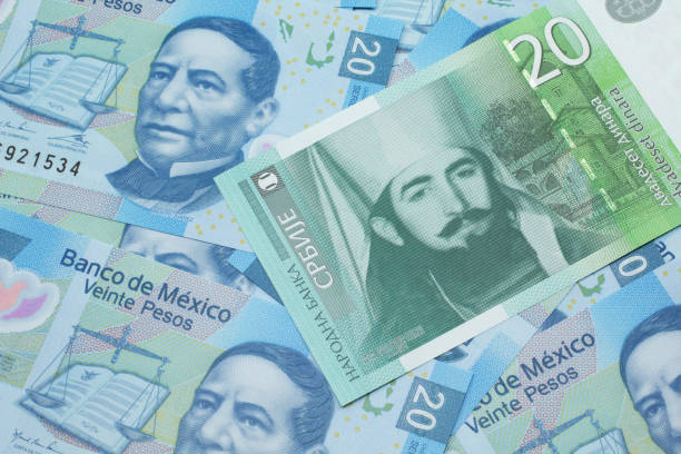 istock A twenty Serbian dinar with Mexican twenty peso bank notes 1208949164