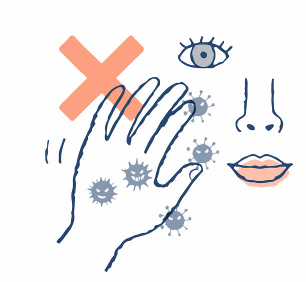 세균이 있는 손과 얼굴 부품 - submucosa stock illustrations