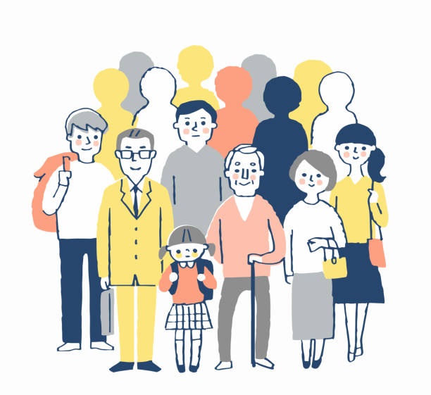 Large numbers of people of all ages People, crowd, society, healthcare referendum illustrations stock illustrations