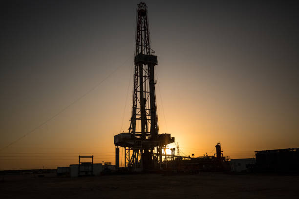 istock Oil rig at dawn 1208955045