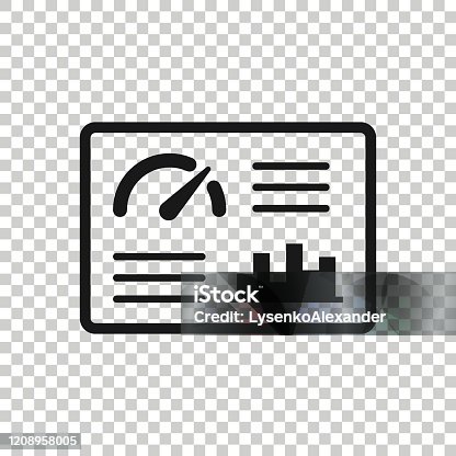 istock Dashboard icon in flat style. Finance analyzer vector illustration on white isolated background. Performance algorithm business concept. 1208958005