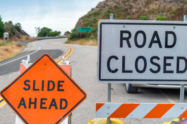 istock Road closed signs, danger concept 1208959801