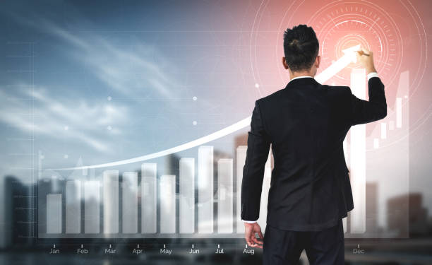 istock Double Exposure Image of Business Profit Growth 1208961870