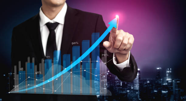 istock Double Exposure Image of Business Profit Growth 1208961958