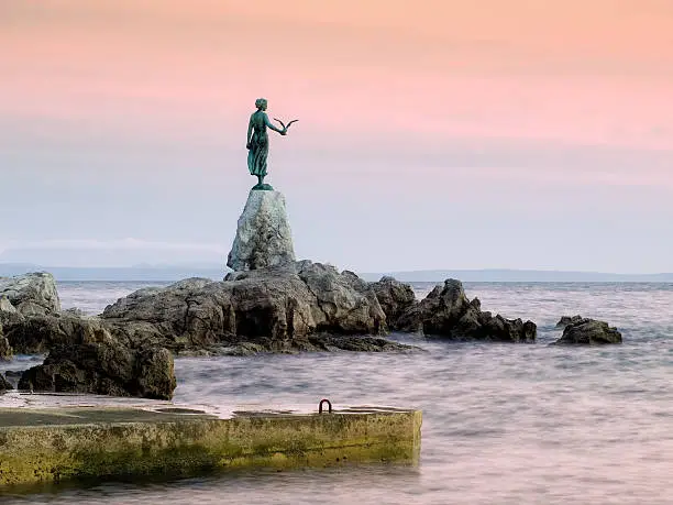 Photo of View of Opatija statue from the beach 