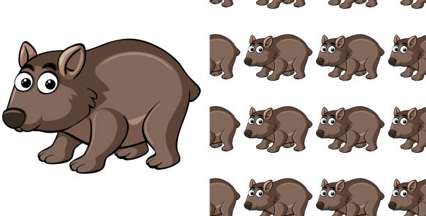 Seamless background design with cute wombat Seamless background design with cute wombat illustration wombat stock illustrations
