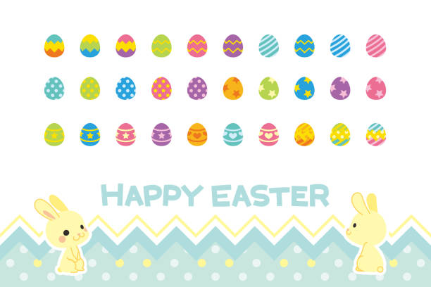 illustrations, cliparts, dessins animés et icônes de oeufs de pâques - easter egg pastel colored text easter