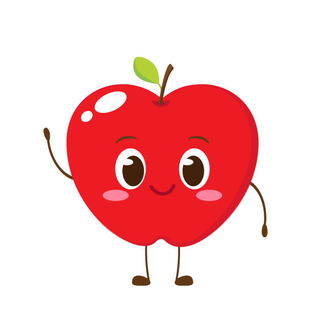 Cute Happy Apple Character Vector Stock Illustration - Download Image Now -  Apple - Fruit, Cartoon, Cute - iStock