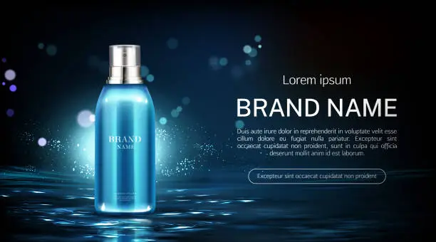 Vector illustration of Cosmetic spray bottle mockup banner beauty product