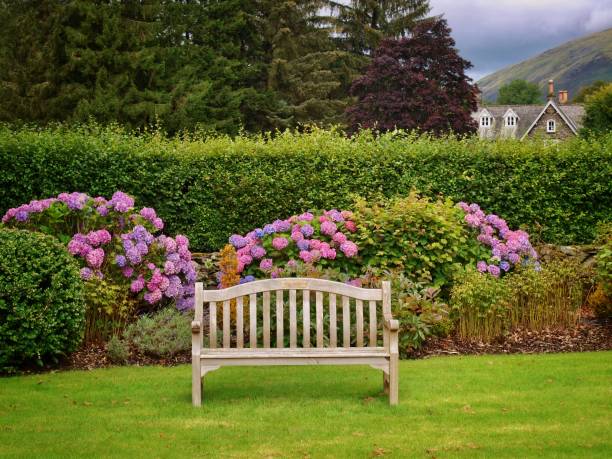 English  Garden  Bench stock photo