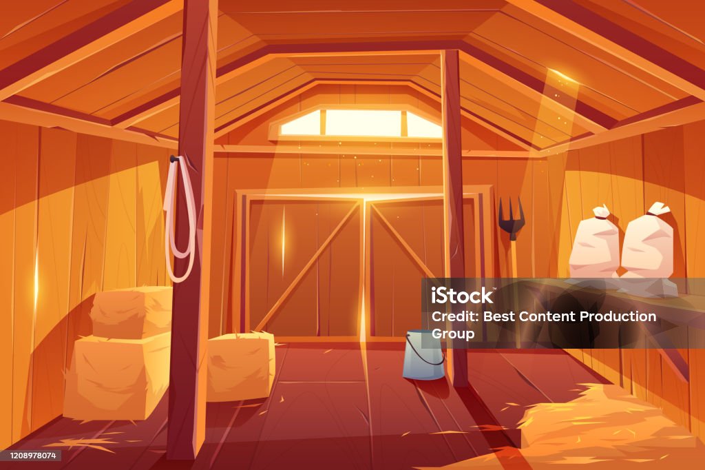 Farm Barn House Inside View Empty Ranch Interior Stock Illustration -  Download Image Now - Barn, Indoors, Cartoon - iStock