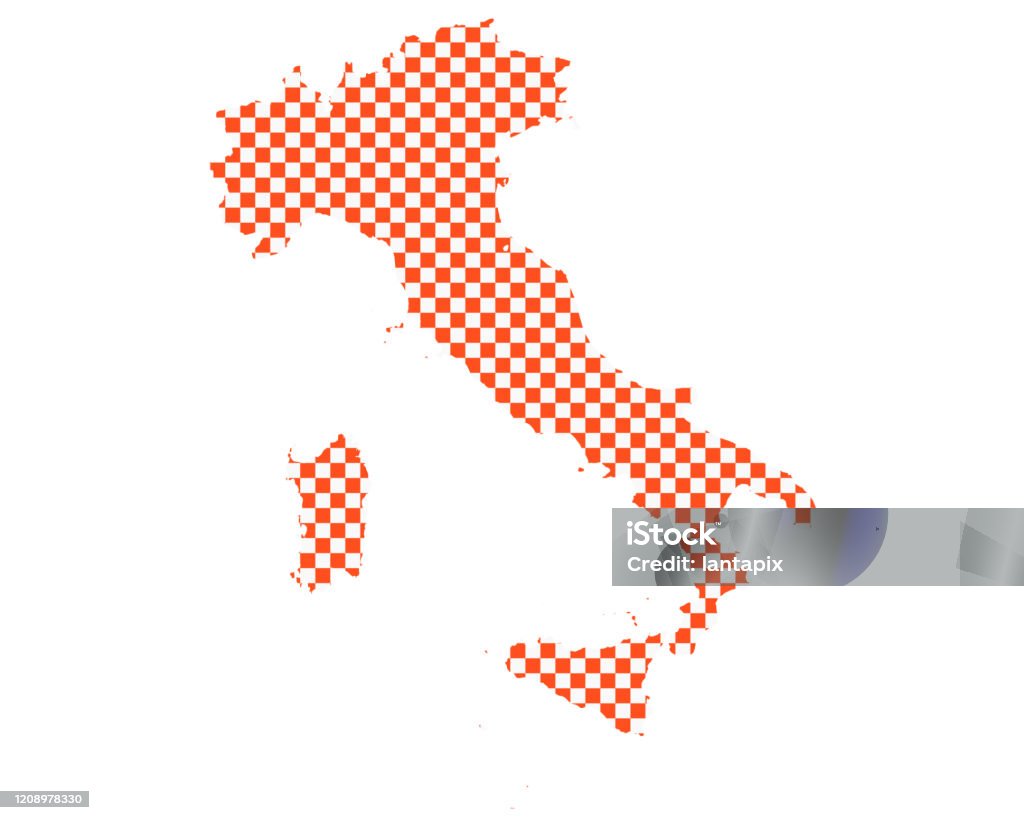 Checkered Italian Pattern Map Of Italy In Checkerboard Pattern Stock Illustration - Download ...