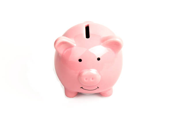 istock pink ceramic piggy Bank isolated on white background 1208978667