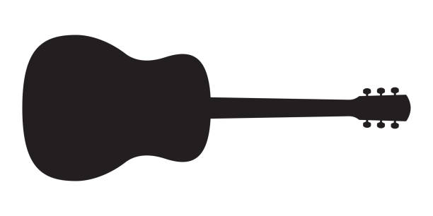 ilustrações, clipart, desenhos animados e ícones de silhueta preta de guitarra acústica. ícone de instrumento musical. ilustração vetorial. - cultura europeia ocidental