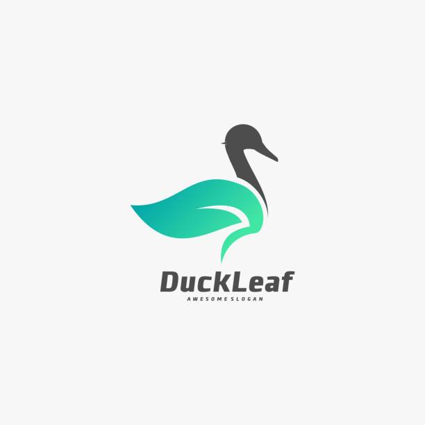 Vector Illustration Duck Leaf Dual Meaning Style. Vector Illustration Duck Leaf Dual Meaning Style. duck bird illustrations stock illustrations