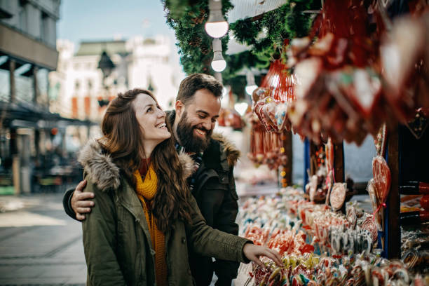 istock Young couple shopping for Christmas 1208982865