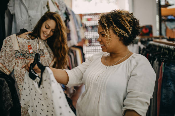 istock Young women doing vintage shopping 1208984462