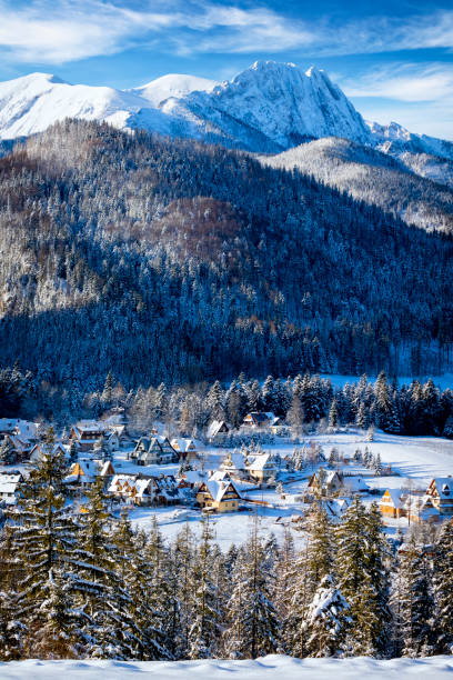 vacances en pologne - montagnes zakopane et tatra en hiver - poland mountain tatra mountains giewont photos et images de collection