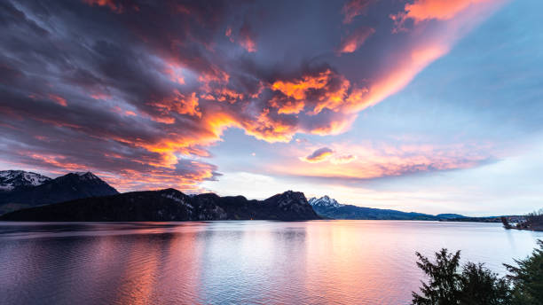 istock Dynamic sunset over the mountains and the lake. Switzerland. Lucerne. 1208990309