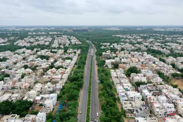 Green road in Gandhinagar city, greenest capital city in the world.