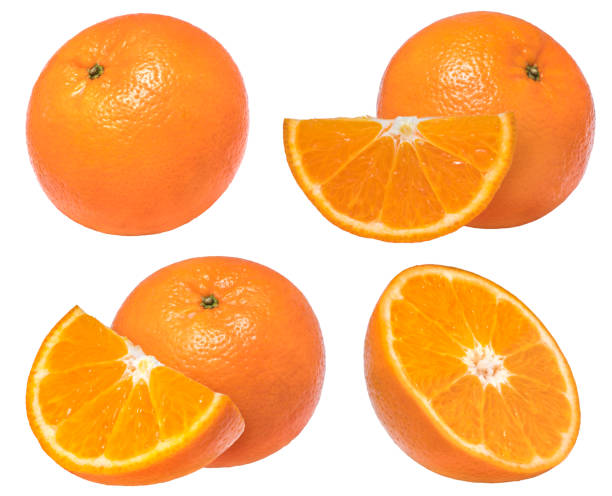 istock Fresh orange isolated on a white background, Mandarin orange with green leaf isolated on white background 1208993209