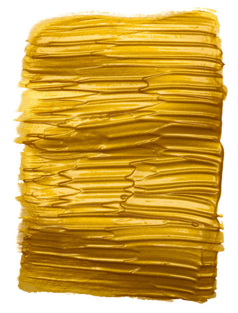 istock Gold paint hand brush stroke stain design element isolated 1209005087