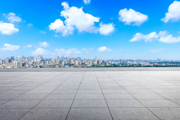 istock Empty square floor and city skyline in Hangzhou. 1209005849