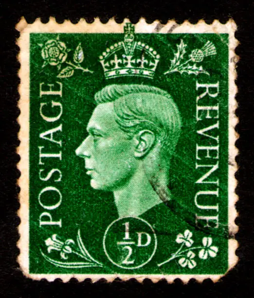 Photo of Postage stamp printed in the United Kingdom with a portrait of king George the Sixth