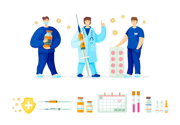 istock Vector illustration with a doctor for vaccination and prevention of virus infection 1209007970