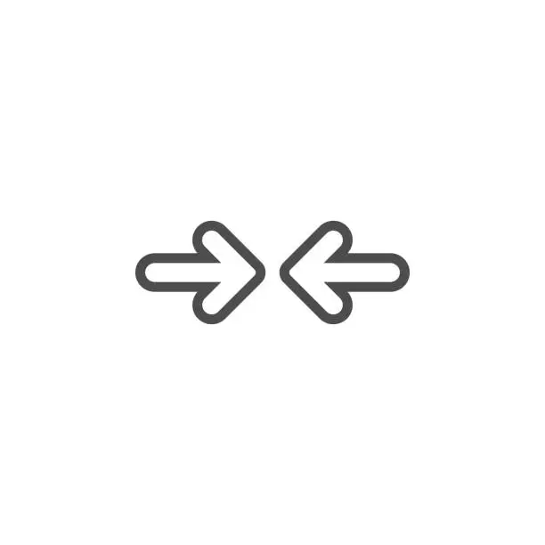 Vector illustration of Two black line opposite horizontal arrows isolated on white. Flat vector vise versa icon.